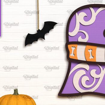 Intra απο ξύλο plywood  Χρώμα wenge 3mm-4mm πάχος - Πακέτο LaserCut Decor με στρώσεις Halloween Δίασταση 15x15 cm INTRAFABR-107343961 - Image 3