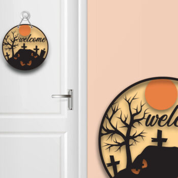 Intra απο ξύλο plywood  Χρώμα wenge 3mm-4mm πάχος - Πινακίδα πόρτας με στρώματα Halloween 7 Δίασταση 15x15 cm INTRAFABR-107344037 - Image 1