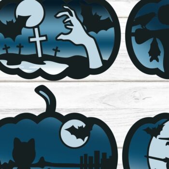 Intra απο ξύλο plywood  Χρώμα wenge 3mm-4mm πάχος - Halloween Layered Pumpkins Δίασταση 15x15 cm INTRAFABR-111757399 - Image 1