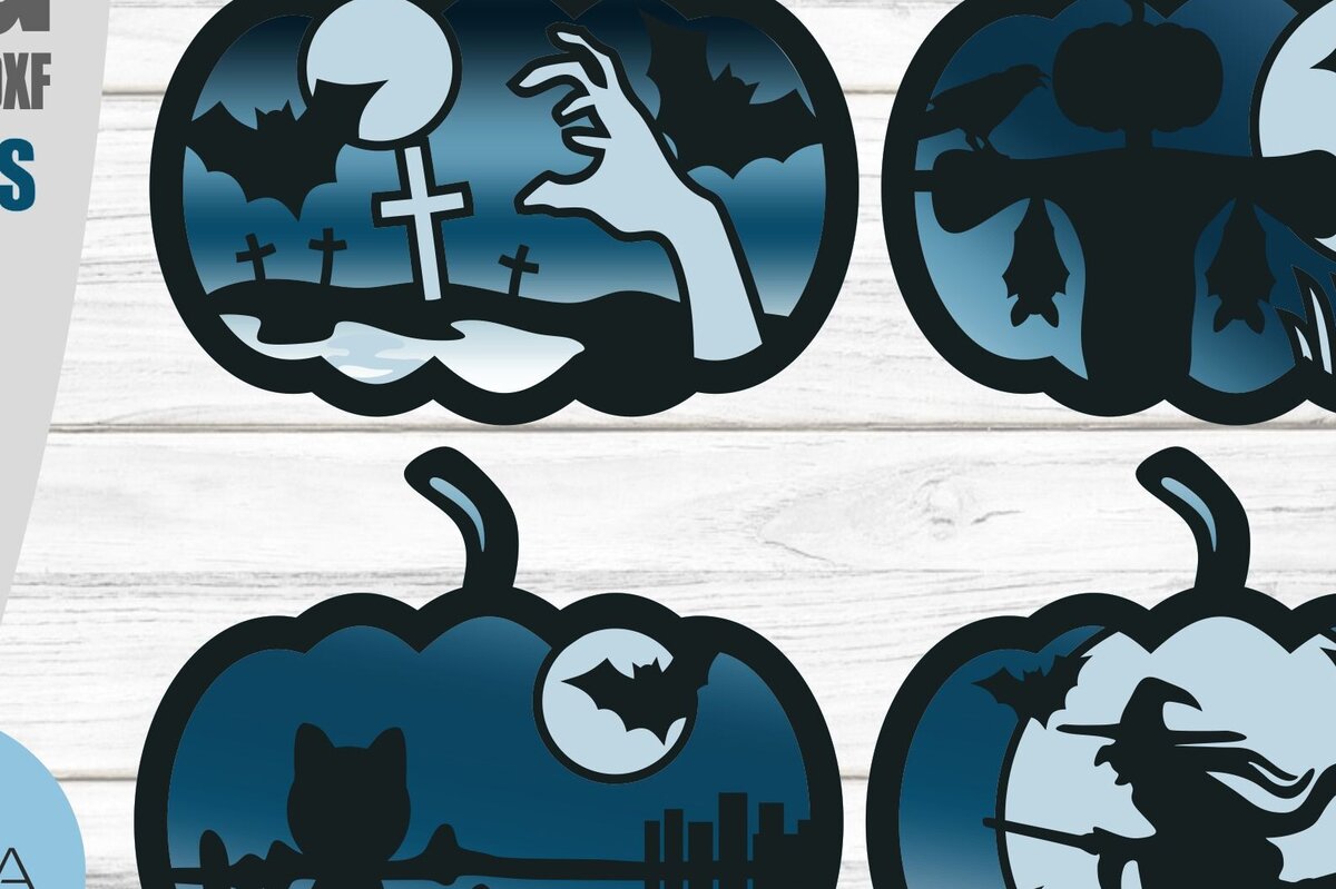 Intra απο ξύλο plywood  Χρώμα wenge 3mm-4mm πάχος - Halloween Layered Pumpkins Δίασταση 15x15 cm INTRAFABR-111757399