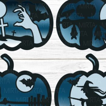 Intra απο ξύλο plywood  Χρώμα wenge 3mm-4mm πάχος - Halloween Layered Pumpkins Δίασταση 15x15 cm INTRAFABR-111757399 - Image 2