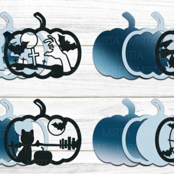 Intra απο ξύλο plywood  Χρώμα wenge 3mm-4mm πάχος - Halloween Layered Pumpkins Δίασταση 15x15 cm INTRAFABR-111757399 - Image 3