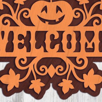 Intra απο ξύλο plywood  Χρώμα wenge 3mm-4mm πάχος - Σήμα καλωσορίσματος με στρώματα αποκριών | Κολοκύθι Δίασταση 15x15 cm INTRAFABR-80307607 - Image 1