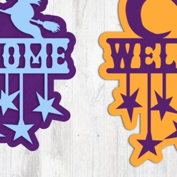 Intra απο ξύλο plywood  Χρώμα wenge 3mm-4mm πάχος - Σήμα καλωσορίσματος με στρώματα αποκριών | Μάγισσα Δίασταση 30x20 cm INTRAFABR-80307731 - Image 1