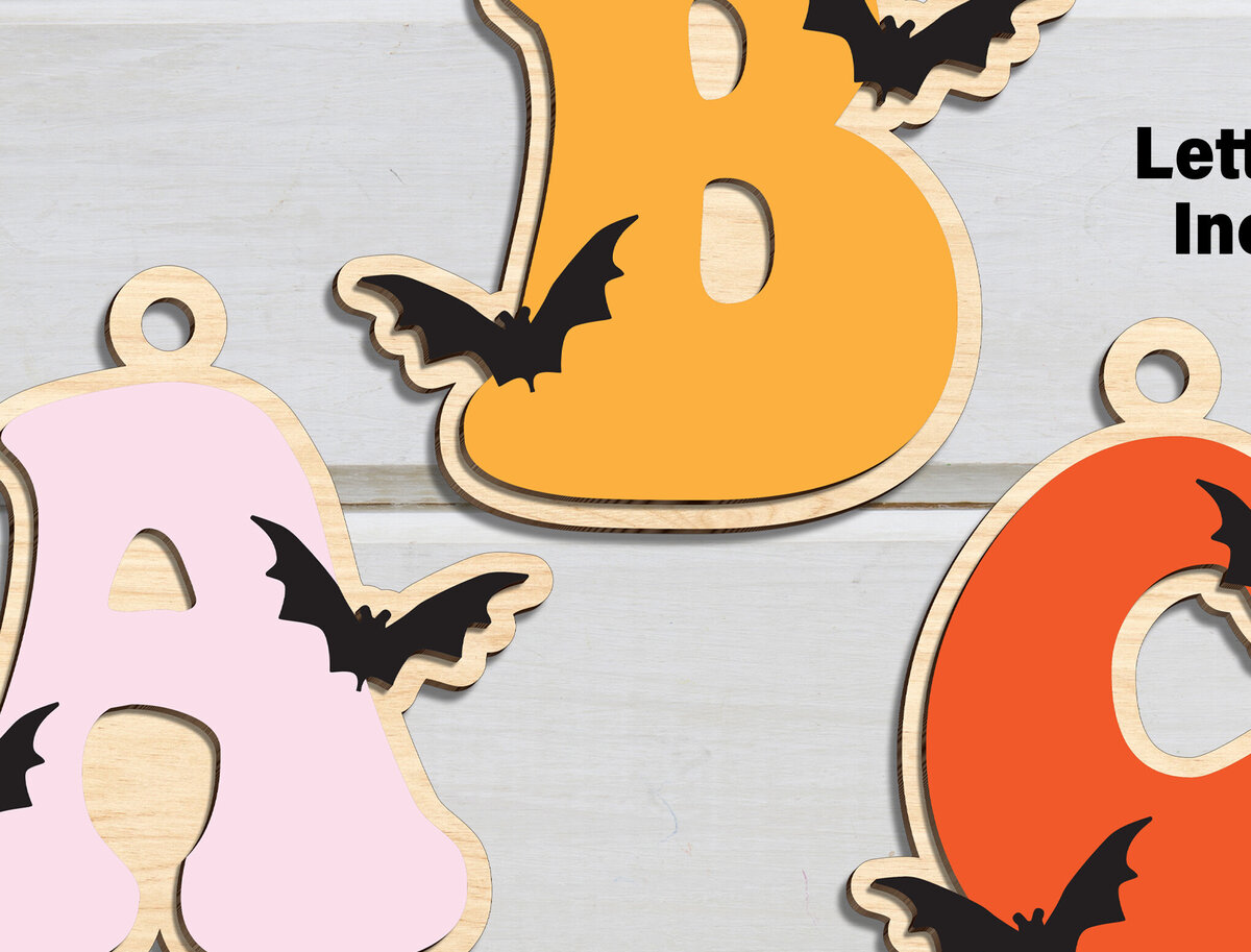 Intra απο ξύλο plywood  Χρώμα wenge 3mm-4mm πάχος - Αρχεία λέιζερ αλφάβητου αποκριάτικων γραμμάτων Δίασταση 20x20 cm INTRAFABR-111757677