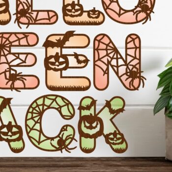 Intra απο ξύλο plywood  Χρώμα wenge 3mm-4mm πάχος - Πακέτο λέιζερ Halloween Letters 52 Δίασταση 15x15 cm INTRAFABR-110855011 - Image 1