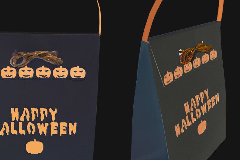 Intra απο ξύλο plywood  Χρώμα wenge 3mm-4mm πάχος - Κουτί σε στυλ αποκριάτικου γεύματος-τσάντας Δίασταση 15x15 cm INTRAFABR-124400104