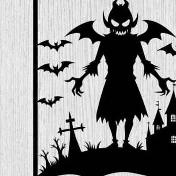 Intra απο ξύλο plywood  Χρώμα wenge 3mm-4mm πάχος - με λέιζερ ού τοίχου Halloween Δίασταση 40x50 cm INTRAFABR-70963567 - Image 1