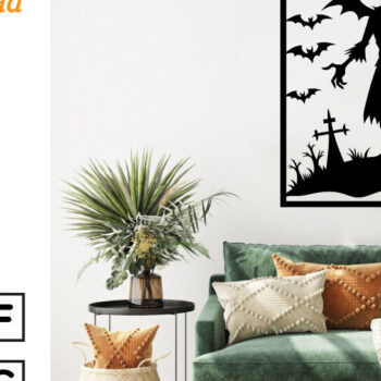 Intra απο ξύλο plywood  Χρώμα wenge 3mm-4mm πάχος - με λέιζερ ού τοίχου Halloween Δίασταση 40x50 cm INTRAFABR-70963567 - Image 3