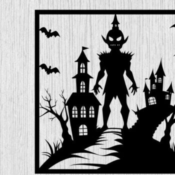 Intra απο ξύλο plywood Χρώμα wenge 3mm-4mm πάχος - με λέιζερ ού τοίχου Halloween Δίασταση 40x50 cm INTRAFABR-70963585 - Image 1