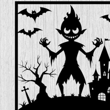 Intra απο ξύλο plywood  Χρώμα wenge 3mm-4mm πάχος - με λέιζερ ού τοίχου Halloween Δίασταση 40x50 cm INTRAFABR-70963679 - Image 1