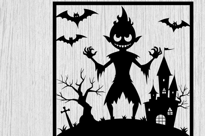 Intra απο ξύλο plywood  Χρώμα wenge 3mm-4mm πάχος - με λέιζερ ού τοίχου Halloween Δίασταση 40x50 cm INTRAFABR-70963679