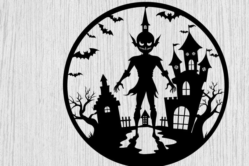 Intra απο ξύλο plywood  Χρώμα wenge 3mm-4mm πάχος - με λέιζερ ού τοίχου Halloween Δίασταση 40x50 cm INTRAFABR-70963697