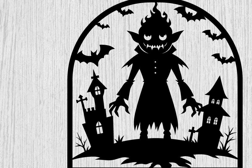 Intra απο ξύλο plywood  Χρώμα wenge 3mm-4mm πάχος - με λέιζερ ού τοίχου Halloween Δίασταση 40x50 cm INTRAFABR-70963740