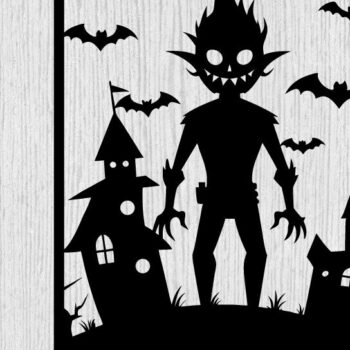 Intra απο ξύλο plywood  Χρώμα wenge 3mm-4mm πάχος - με λέιζερ ού τοίχου Halloween Δίασταση 40x50 cm INTRAFABR-70963758 - Image 1