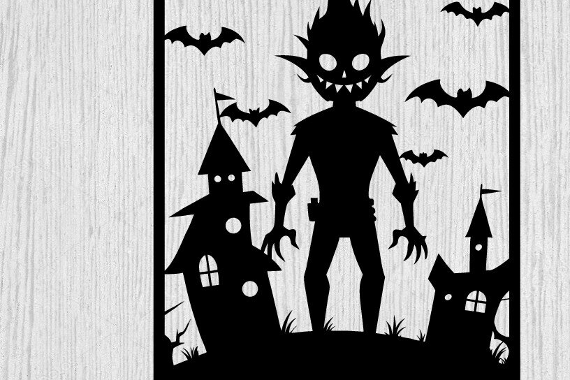 Intra απο ξύλο plywood  Χρώμα wenge 3mm-4mm πάχος - με λέιζερ ού τοίχου Halloween Δίασταση 40x50 cm INTRAFABR-70963758