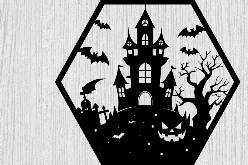 Intra απο ξύλο plywood  Χρώμα wenge 3mm-4mm πάχος - με λέιζερ ού τοίχου Halloween Δίασταση 40x50 cm INTRAFABR-70963814