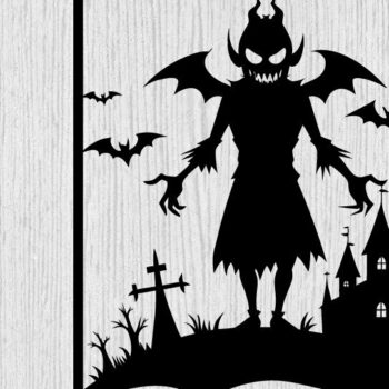 Intra απο ξύλο plywood  Χρώμα wenge 3mm-4mm πάχος - με λέιζερ ού τοίχου Halloween Δίασταση 40x50 cm INTRAFABR-70963831 - Image 1