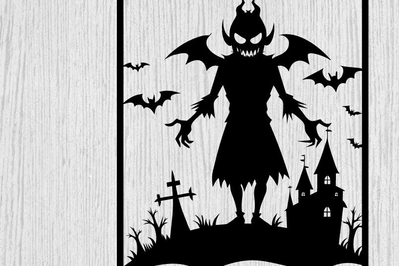 Intra απο ξύλο plywood  Χρώμα wenge 3mm-4mm πάχος - με λέιζερ ού τοίχου Halloween Δίασταση 40x50 cm INTRAFABR-70963831