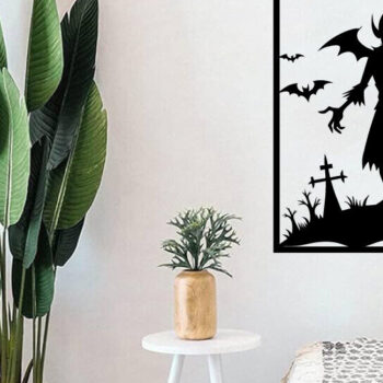 Intra απο ξύλο plywood  Χρώμα wenge 3mm-4mm πάχος - με λέιζερ ού τοίχου Halloween Δίασταση 40x50 cm INTRAFABR-70963831 - Image 2