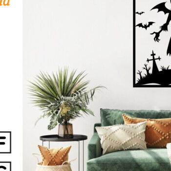 Intra απο ξύλο plywood  Χρώμα wenge 3mm-4mm πάχος - με λέιζερ ού τοίχου Halloween Δίασταση 40x50 cm INTRAFABR-70963831 - Image 3