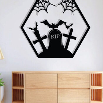 Intra απο ξύλο plywood  Χρώμα wenge 3mm-4mm πάχος - με λέιζερ ού τοίχου Halloween Δίασταση 40x50 cm INTRAFABR-119687012 - Image 2