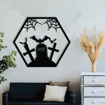 Intra απο ξύλο plywood  Χρώμα wenge 3mm-4mm πάχος - με λέιζερ ού τοίχου Halloween Δίασταση 40x50 cm INTRAFABR-119687012 - Image 3