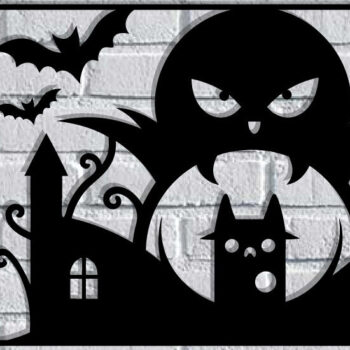 Intra απο ξύλο plywood  Χρώμα wenge 3mm-4mm πάχος - με λέιζερ ού τοίχου Halloween Δίασταση 40x50 cm INTRAFABR-119219283 - Image 1