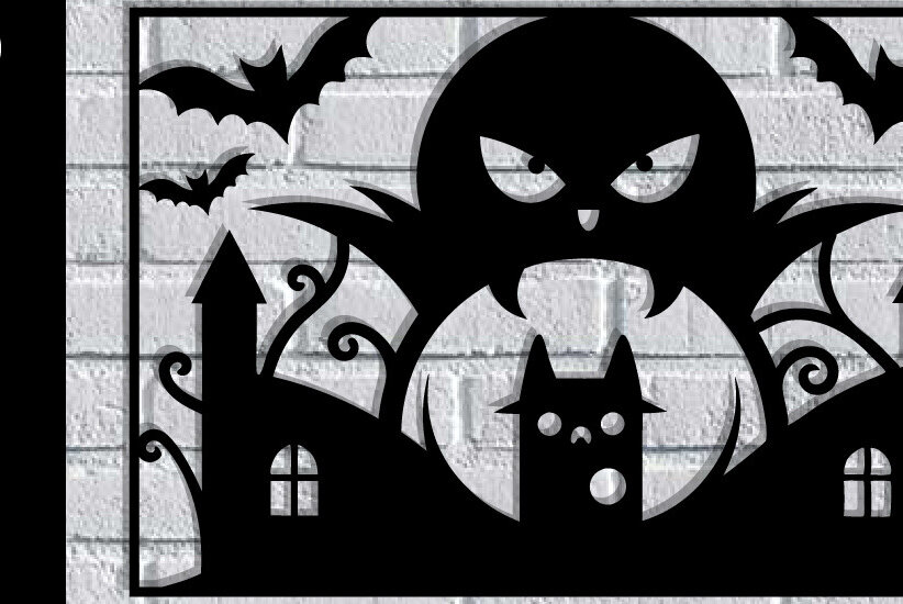 Intra απο ξύλο plywood  Χρώμα wenge 3mm-4mm πάχος - με λέιζερ ού τοίχου Halloween Δίασταση 40x50 cm INTRAFABR-119219283