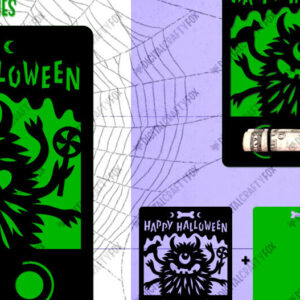 Intra απο ξύλο plywood  Χρώμα wenge 3mm-4mm πάχος - Halloween Monster Money Card Δίασταση 4x5 cm INTRAFABR-64956082