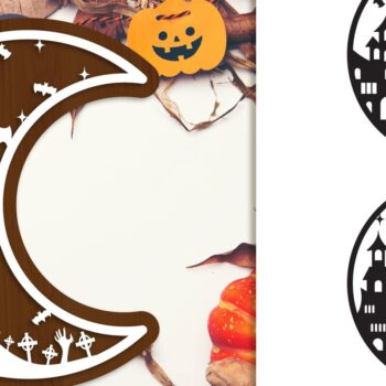 Intra απο ξύλο plywood  Χρώμα wenge 3mm-4mm πάχος - Halloween Moon | Halloween Δίασταση 15x15 cm INTRAFABR-69854280 - Image 1