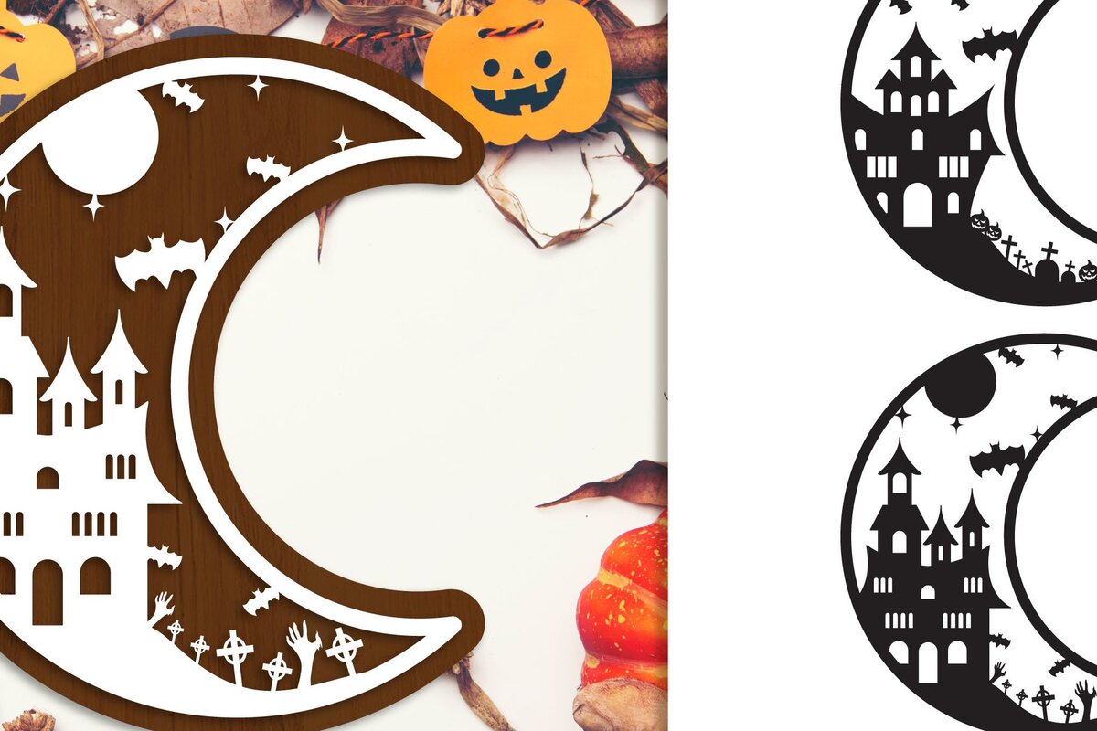 Intra απο ξύλο plywood  Χρώμα wenge 3mm-4mm πάχος - Halloween Moon | Halloween Δίασταση 15x15 cm INTRAFABR-69854280