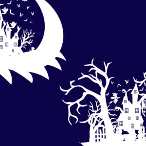 Intra απο ξύλο plywood  Χρώμα wenge 3mm-4mm πάχος - Σπίτι νύχτας σελήνης αποκριών Δίασταση 20x20 cm INTRAFABR-69617397