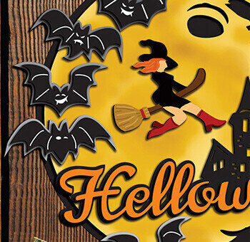 Intra απο ξύλο plywood  Χρώμα wenge 3mm-4mm πάχος - Κρεμάστρα πόρτας στεφάνι μάγισσας Halloween Moon Δίασταση 15x15 cm INTRAFABR-70080321 - Image 1