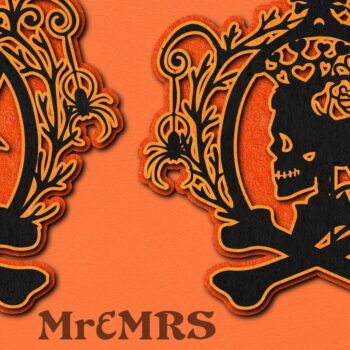 Intra απο ξύλο plywood  Χρώμα wenge 3mm-4mm πάχος - Halloween Mr & Mrs 3D Framed Skull Δίασταση 20x25 cm INTRAFABR-106650863 - Image 1