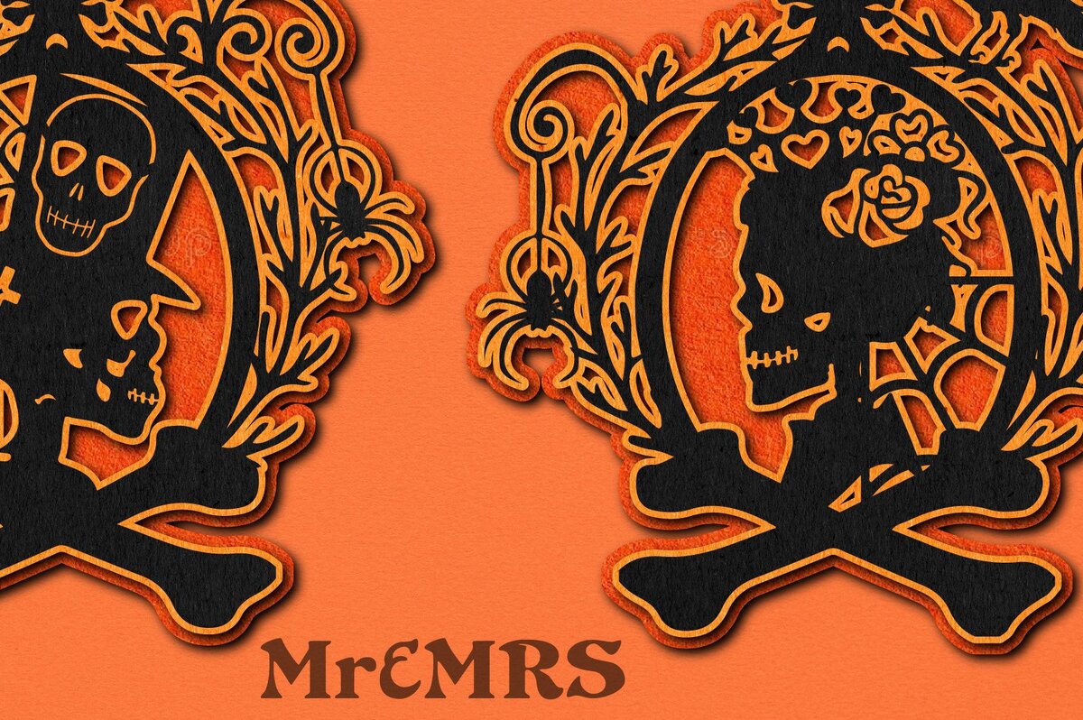 Intra απο ξύλο plywood  Χρώμα wenge 3mm-4mm πάχος - Halloween Mr &amp; Mrs 3D Framed Skull Δίασταση 20x25 cm INTRAFABR-106650863