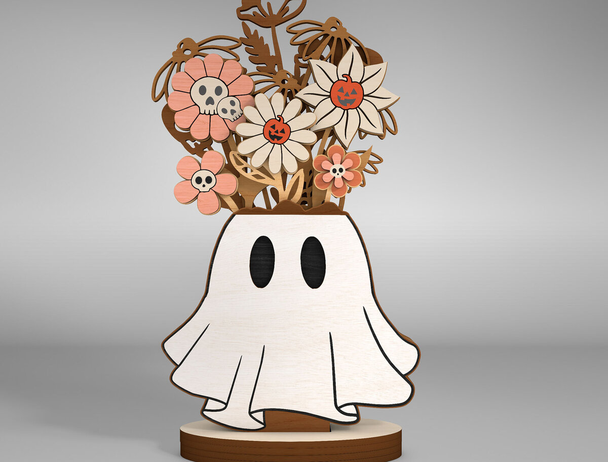 Intra απο ξύλο plywood  Χρώμα wenge 3mm-4mm πάχος - Επιτραπέζιο πολυστρωματικό Halloween Δίασταση 15x15 cm INTRAFABR-70273875