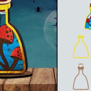 Intra απο ξύλο plywood  Χρώμα wenge 3mm-4mm πάχος - με λέιζερ πολλαπλών στρώσεων Halloween Δίασταση 10x8 cm INTRAFABR-70273885