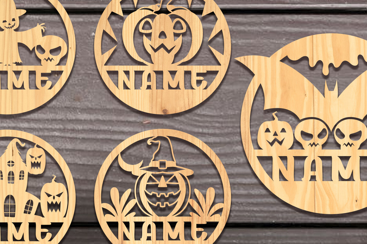 Intra απο ξύλο plywood  Χρώμα wenge 3mm-4mm πάχος - Σετ λέιζερ κοπής με όνομα Halloween Δίασταση 15x15 cm INTRAFABR-65275351