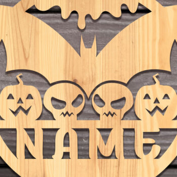 Intra απο ξύλο plywood Χρώμα wenge 3mm-4mm πάχος - Σετ λέιζερ κοπής με όνομα Halloween Δίασταση 15x15 cm INTRAFABR-65275351 - Image 4