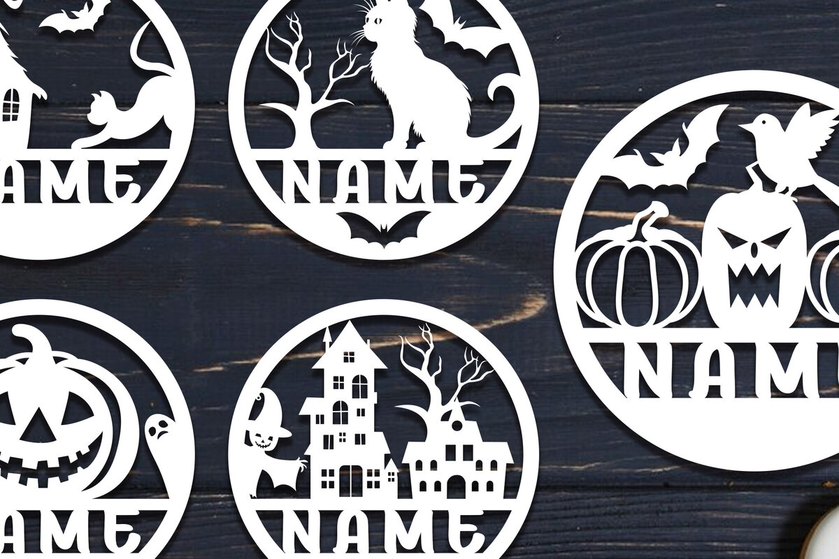 Intra απο ξύλο plywood  Χρώμα wenge 3mm-4mm πάχος - Σετ λέιζερ κοπής με όνομα Halloween Δίασταση 15x15 cm INTRAFABR-64956357