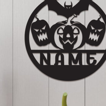 Intra απο ξύλο plywood  Χρώμα wenge 3mm-4mm πάχος - Σετ λέιζερ κοπής με όνομα Halloween Δίασταση 15x15 cm INTRAFABR-65211317 - Image 2