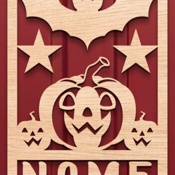 Intra απο ξύλο plywood  Χρώμα wenge 3mm-4mm πάχος - Halloween Name Sign Δίασταση 15x15 cm INTRAFABR-64956481 - Image 1