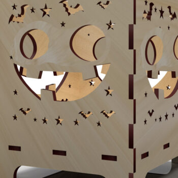 Intra απο ξύλο plywood  Χρώμα wenge 3mm-4mm πάχος - Halloween Night Lantern 01 Δίασταση 4x4 cm INTRAFABR-78990998 - Image 2