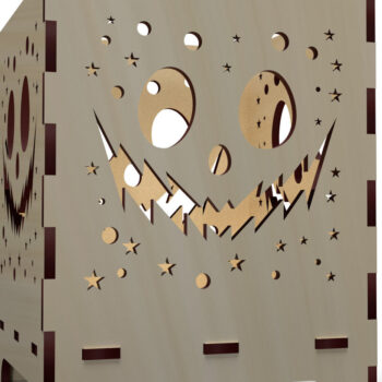 Intra απο ξύλο plywood  Χρώμα wenge 3mm-4mm πάχος - Halloween Night Lantern 02 Δίασταση 4x4 cm INTRAFABR-87216595 - Image 3