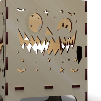 Intra απο ξύλο plywood  Χρώμα wenge 3mm-4mm πάχος - Halloween Night Lantern 05 Δίασταση 4x4 cm INTRAFABR-87033127 - Image 2