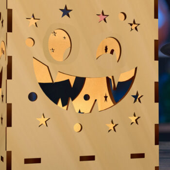 Intra απο ξύλο plywood  Χρώμα wenge 3mm-4mm πάχος - Halloween Night Lantern 06 Δίασταση 4x4 cm INTRAFABR-87033175 - Image 2