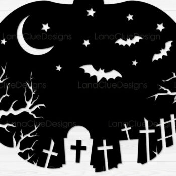 Intra απο ξύλο plywood  Χρώμα wenge 3mm-4mm πάχος - Halloween Night , Σκηνή κολοκύθας Δίασταση 15x15 cm INTRAFABR-87033395 - Image 1