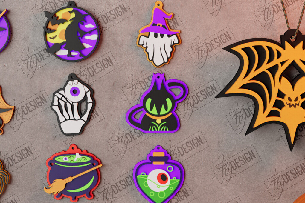 Intra απο ξύλο plywood  Χρώμα wenge 3mm-4mm πάχος - Πακέτο αποκριάτικων στολιδιών |Κρεμαστό | CNC Δίασταση 4x4 cm INTRAFABR-65211486