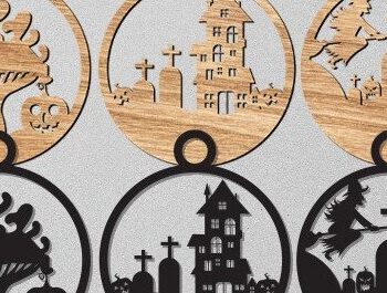 Intra απο ξύλο plywood  Χρώμα wenge 3mm-4mm πάχος - Αποκριάτικο στολίδι . Δίασταση 30x30 cm INTRAFABR-103029653 - Image 1